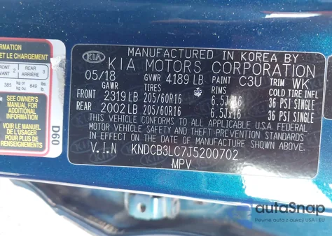 2018 Kia Niro Lx из США, поврежденный, VIN KNDCB3LC7J5200702